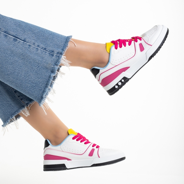 Γυναικεία αθλητικά παπούτσια  ροζ από οικολογικό δέρμα  και ύφασμα  Raela, 6 - Kalapod.gr