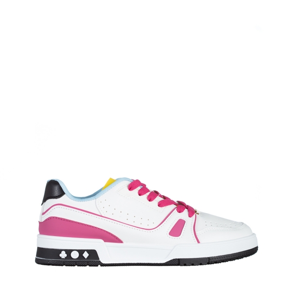 Γυναικεία αθλητικά παπούτσια  ροζ από οικολογικό δέρμα  και ύφασμα  Raela, 2 - Kalapod.gr