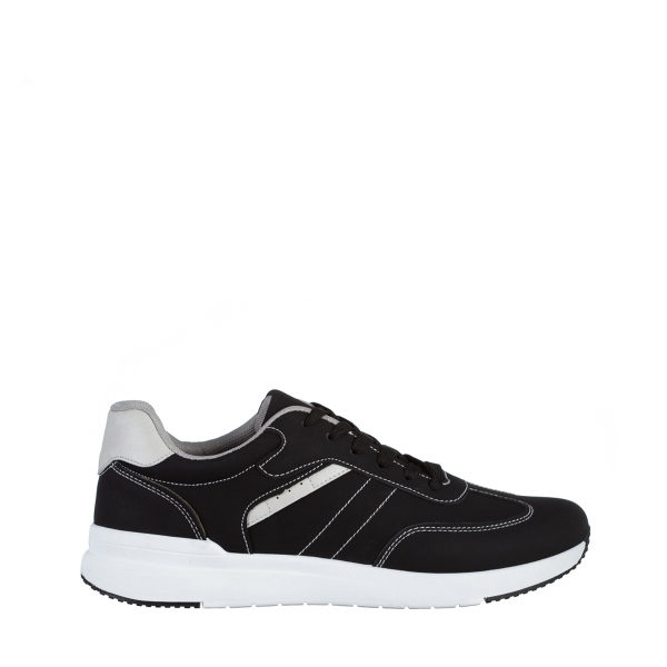 Ανδρικά αθλητικά παπούτσια μαύρα από οικολογικό δέρμα  Rogerio, 2 - Kalapod.gr
