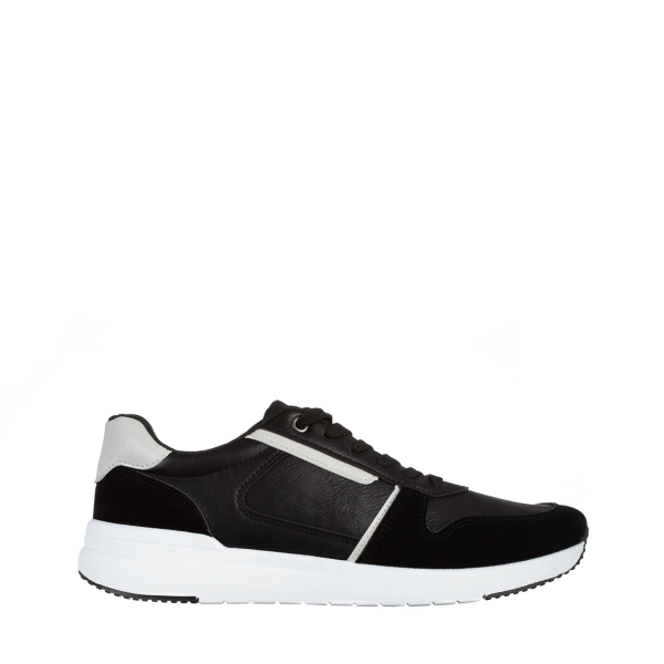 Ανδρικά αθλητικά παπούτσια μαύρα από οικολογικό δέρμα  Remon, 2 - Kalapod.gr