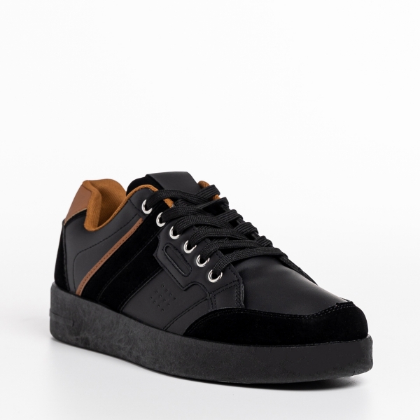 Ανδρικά αθλητικά παπούτσια μαύρα από οικολογικό δέρμα  Refujio - Kalapod.gr