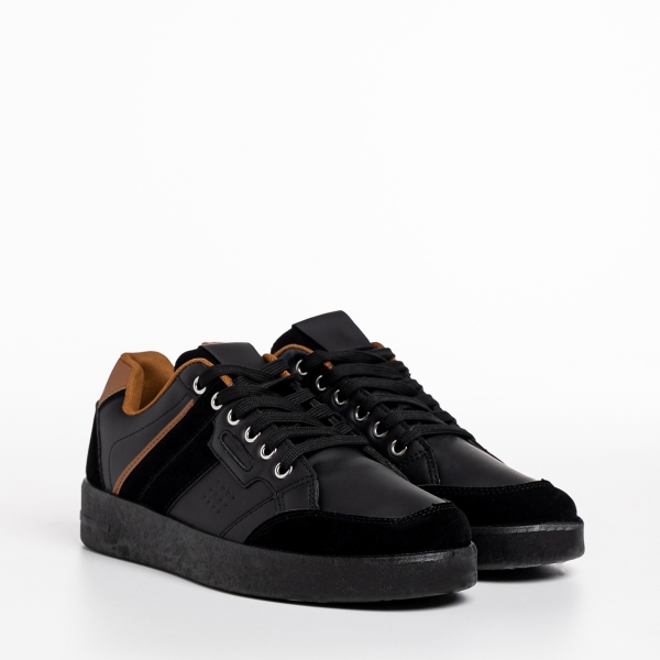 Ανδρικά αθλητικά παπούτσια μαύρα από οικολογικό δέρμα  Refujio, 3 - Kalapod.gr