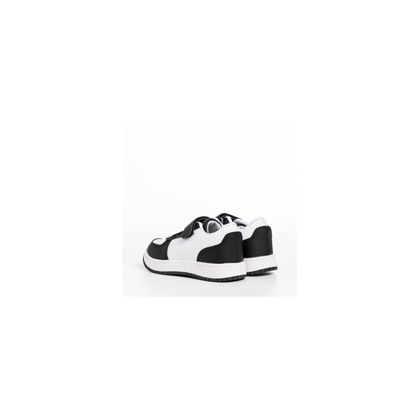 Παιδικά αθλητικά παπούτσια λευκά  με μαύρο από οικολογικό δέρμα Ponty, 4 - Kalapod.gr