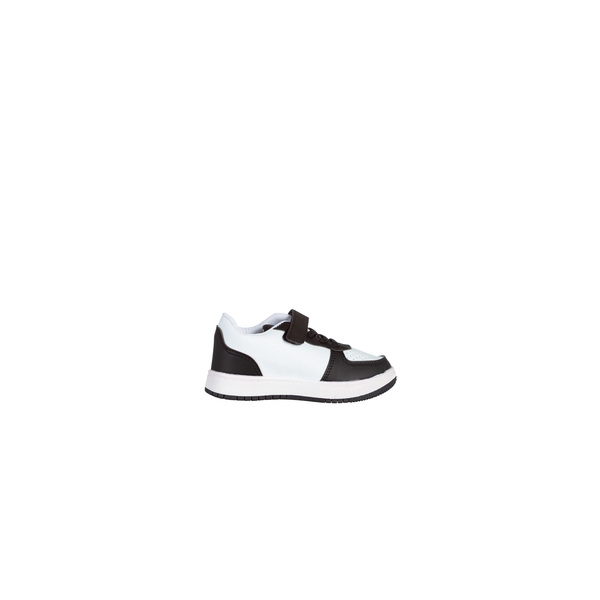 Παιδικά αθλητικά παπούτσια λευκά  με μαύρο από οικολογικό δέρμα Ponty, 2 - Kalapod.gr