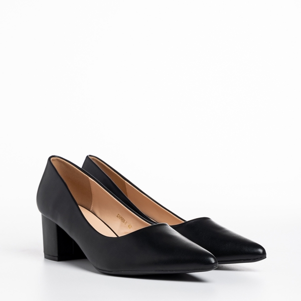 Γυναικεία παπούτσια μαύρα από οικολογικό δέρμα   Kaz, 3 - Kalapod.gr