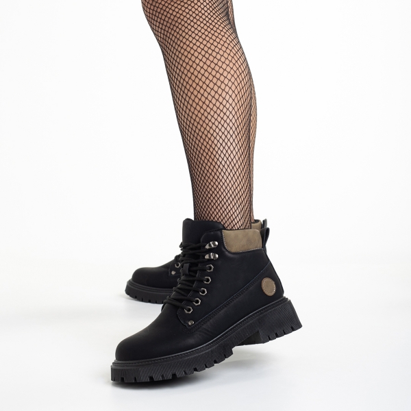 Γυναικεία μπότακια μαύρα από οικολογικό δέρμα Remona, 3 - Kalapod.gr