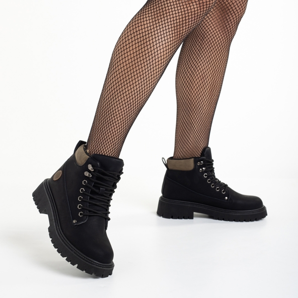 Γυναικεία μπότακια μαύρα από οικολογικό δέρμα Remona, 4 - Kalapod.gr