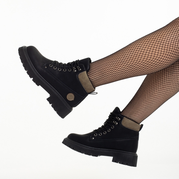 Γυναικεία μπότακια μαύρα από οικολογικό δέρμα Remona, 6 - Kalapod.gr
