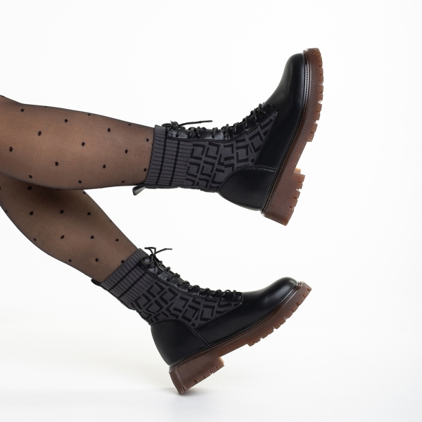 Γυναικεία μπότακια γκρί από οικολογικό δέρμα και ύφασμα Renada, 6 - Kalapod.gr