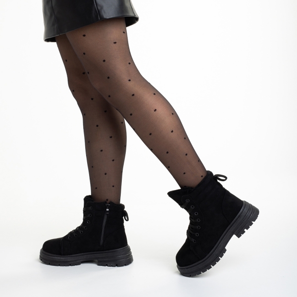Γυναικεία μπότακια μαύρα από ύφασμα  Perel, 5 - Kalapod.gr