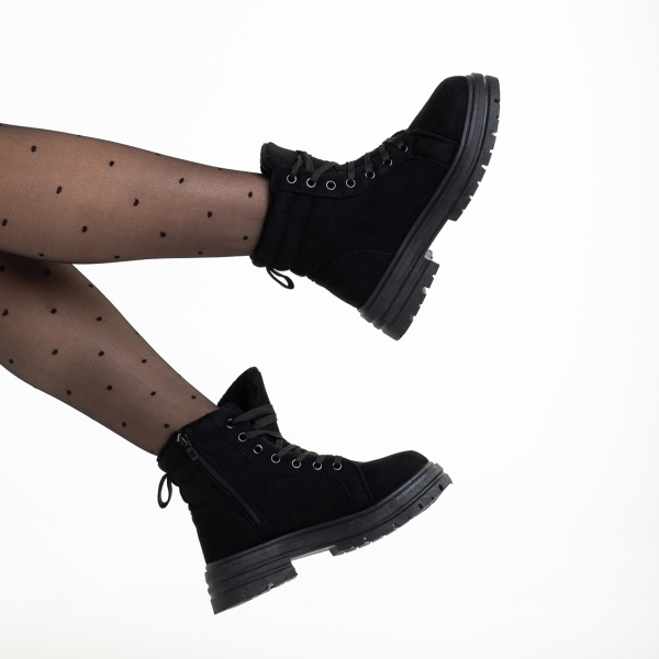 Γυναικεία μπότακια μαύρα από ύφασμα  Perel, 6 - Kalapod.gr