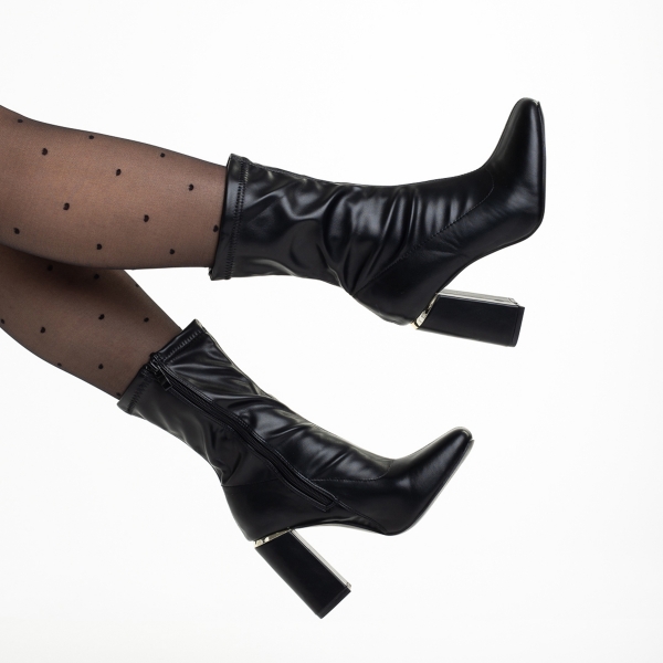 Γυναικείες μπότες  μαύρα από οικολογικό δέρμα Priyal, 6 - Kalapod.gr