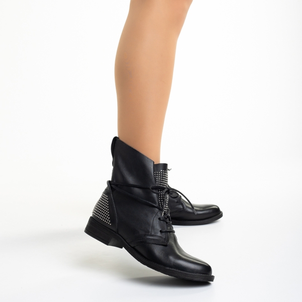 Γυναικεία μπότακια  μαύρα από φυσικό δέρμα Loida, 3 - Kalapod.gr