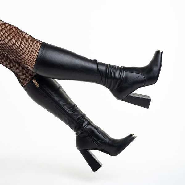 Γυναικείες μπότες  μαύρα από οικολογικό δέρμα Riane, 6 - Kalapod.gr