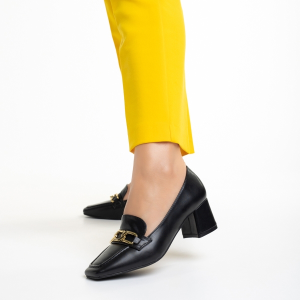 Γυναικεία παπούτσια μαύρα από οικολογικό δέρμα Renaye - Kalapod.gr