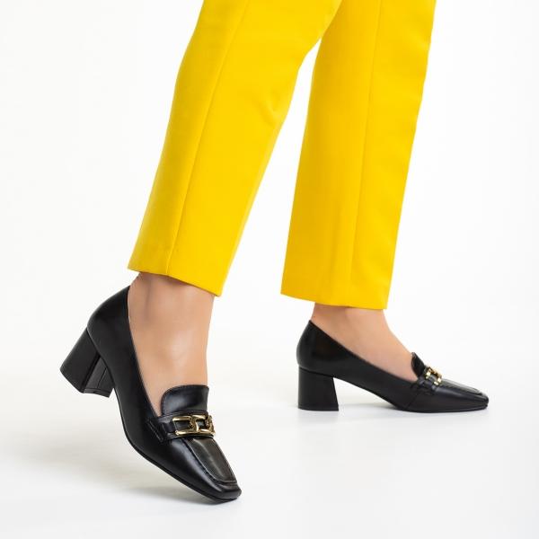 Γυναικεία παπούτσια μαύρα από οικολογικό δέρμα Renaye, 3 - Kalapod.gr