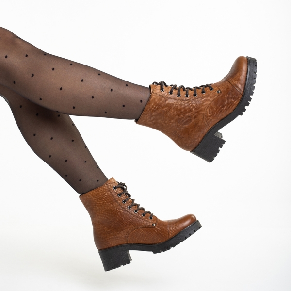 Γυναικεία μπότακια  καμελ από φυσικό δέρμα Deadra, 6 - Kalapod.gr
