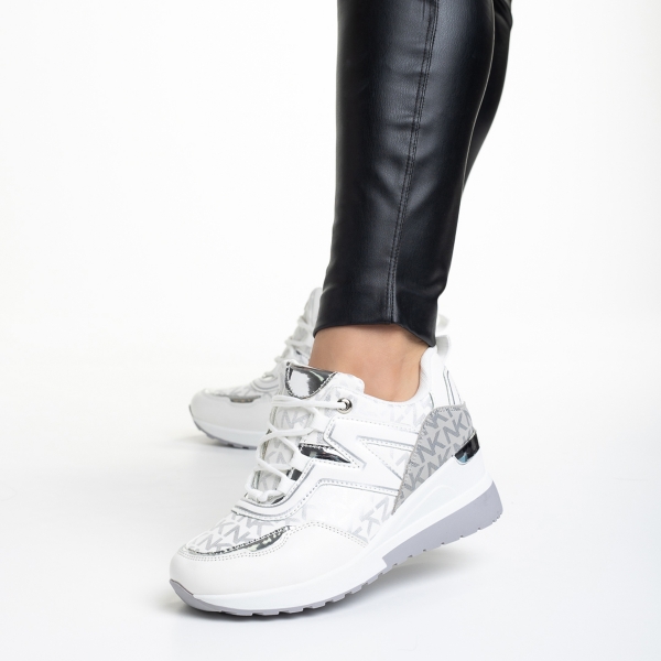 Γυναικεία αθλητικά παπούτσια   λευκά από οικολογικό δέρμα Raneem, 3 - Kalapod.gr