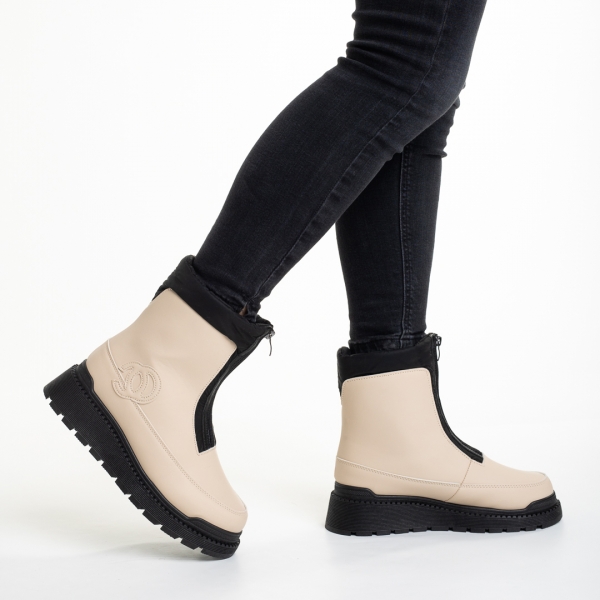 Γυναικείες μπότες μπεζ από οικολογικό δέρμα Lilith, 5 - Kalapod.gr