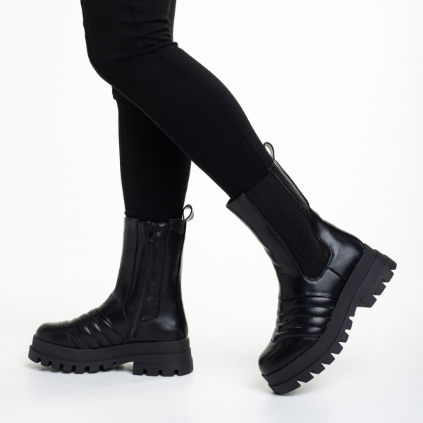 Γυναικείες μπότες μαύρες  από οικολογικό δέρμα  Lovena - Kalapod.gr