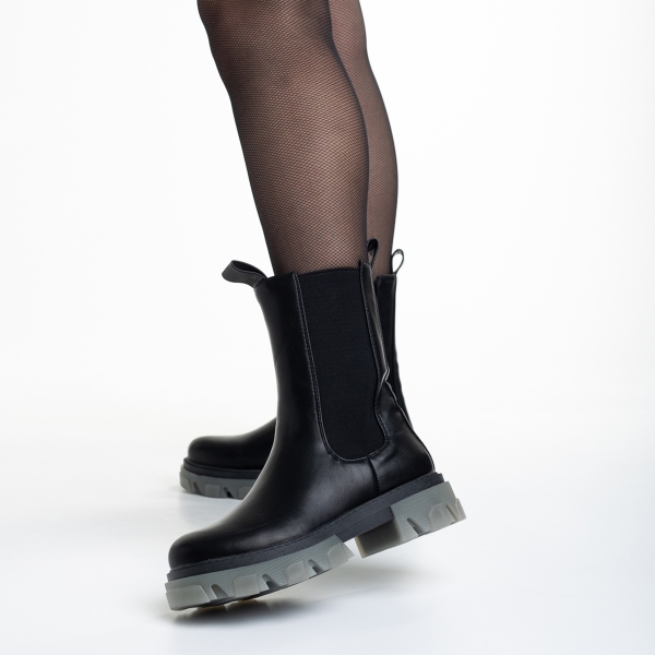 Γυναικείες μπότες μαύρες από οικολογικό δέρμα  Orelia, 3 - Kalapod.gr