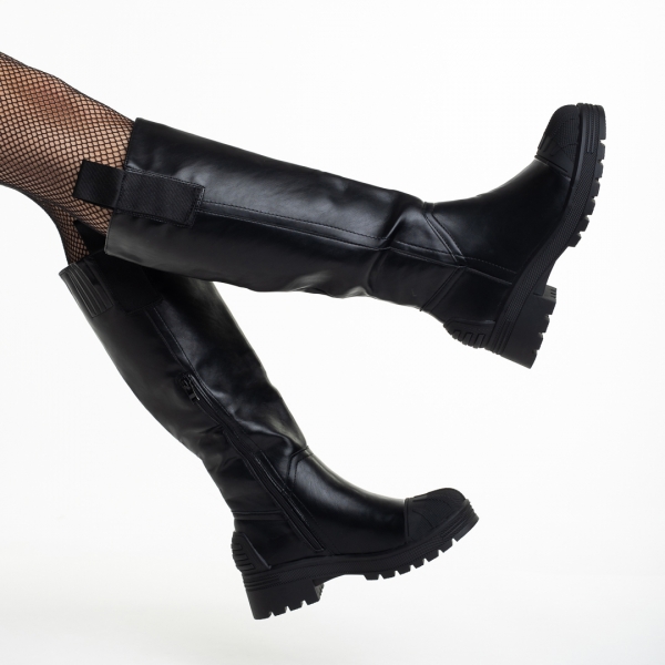 Γυναικείες μπότες μαύρες  από οικολογικό δέρμα  Briona, 6 - Kalapod.gr