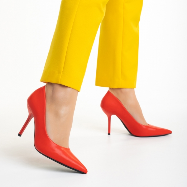 Γυναικεία παπούτσια   κόκκινα από οικολογικό δέρμα  Leya, 3 - Kalapod.gr