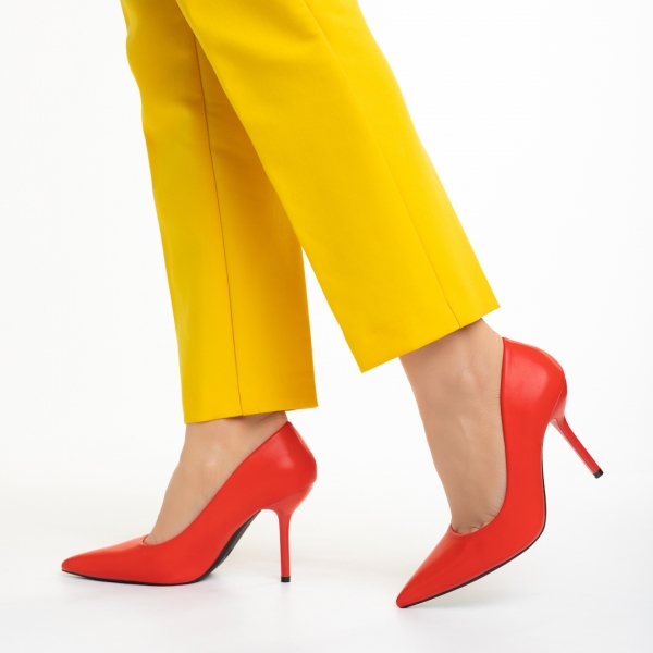 Γυναικεία παπούτσια   κόκκινα από οικολογικό δέρμα  Leya, 4 - Kalapod.gr