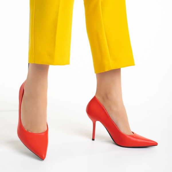 Γυναικεία παπούτσια   κόκκινα από οικολογικό δέρμα  Leya, 5 - Kalapod.gr