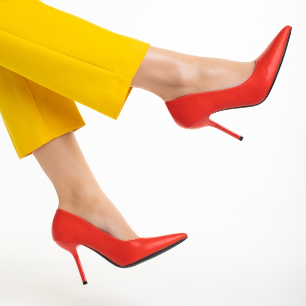 Γυναικεία παπούτσια   κόκκινα από οικολογικό δέρμα  Leya, 6 - Kalapod.gr