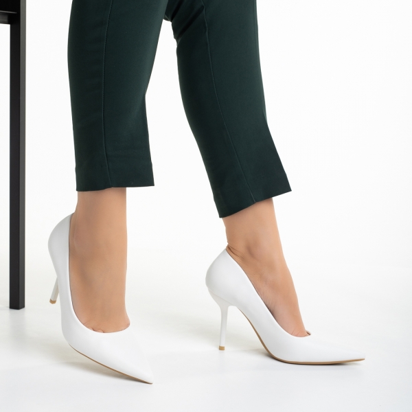 Γυναικεία παπούτσια   λευκά από οικολογικό δέρμα  Leya, 5 - Kalapod.gr