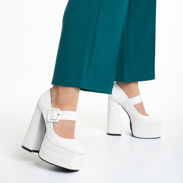 Γυναικεία παπούτσια   λευκά από οικολογικό δέρμα  Beatrix, 4 - Kalapod.gr