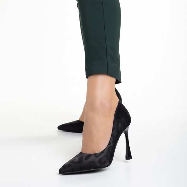 Γυναικεία παπούτσια μαύρα από ύφασμα Zaida, 3 - Kalapod.gr