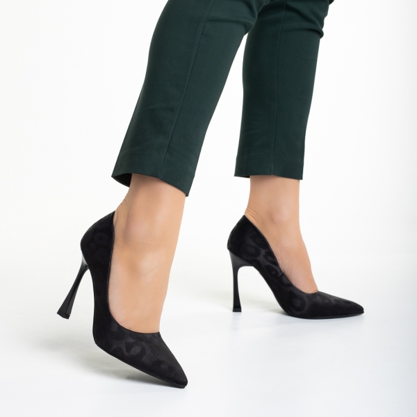 Γυναικεία παπούτσια μαύρα από ύφασμα Zaida, 5 - Kalapod.gr