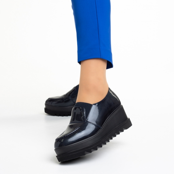 Γυναικεία παπούτσια  μπλε από οικολογικό δέρμα Tamora, 3 - Kalapod.gr