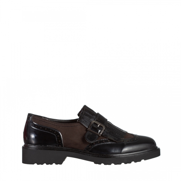 Γυναικεία παπούτσια  μαύρα από οικολογικό δέρμα λουστρίνη Evianna, 2 - Kalapod.gr