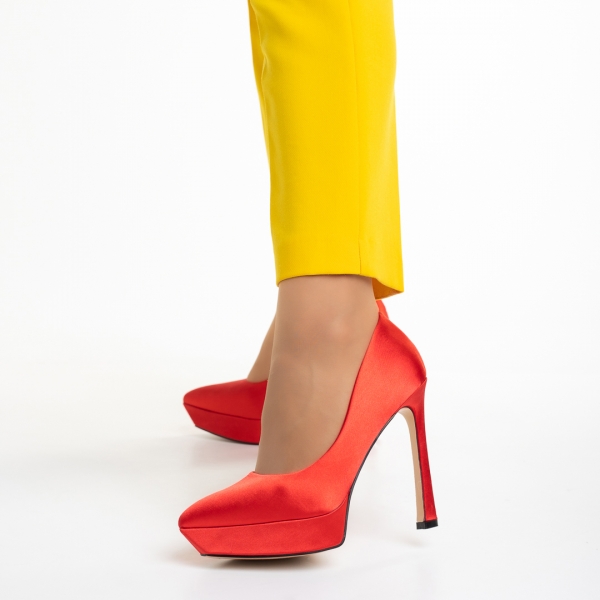 Γυναικεία παπούτσια   κόκκινα από ύφασμα Coriana, 3 - Kalapod.gr