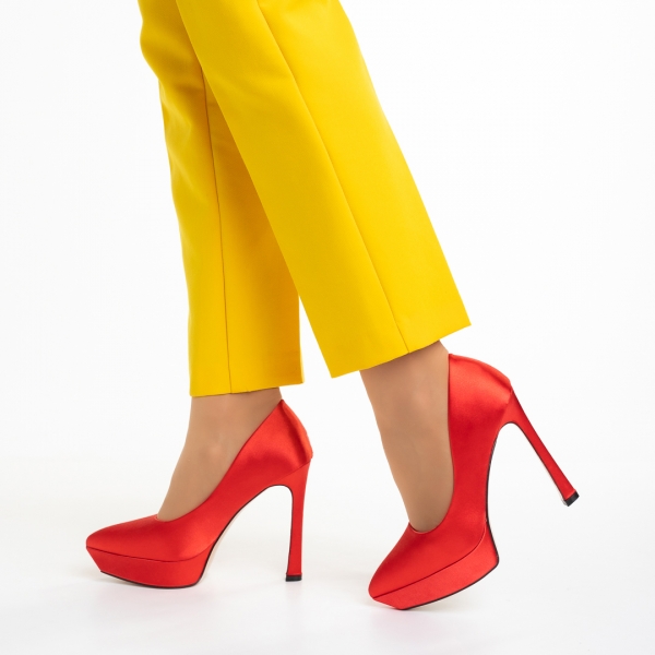 Γυναικεία παπούτσια   κόκκινα από ύφασμα Coriana, 5 - Kalapod.gr