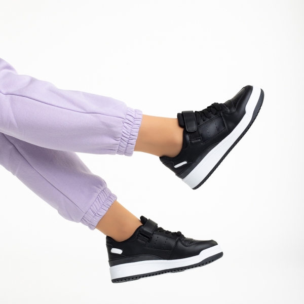 Γυναικεία αθλητικά παπούτσια  μαύρα από οικολογικό δέρμα Colter, 6 - Kalapod.gr