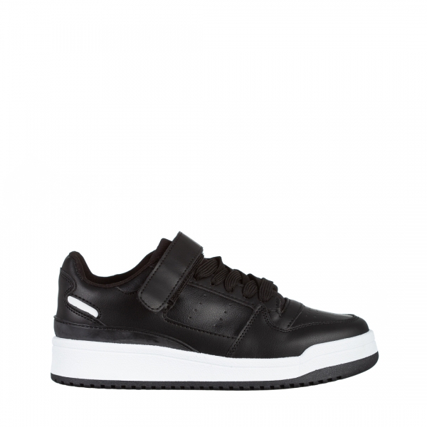 Γυναικεία αθλητικά παπούτσια  μαύρα από οικολογικό δέρμα Colter, 2 - Kalapod.gr