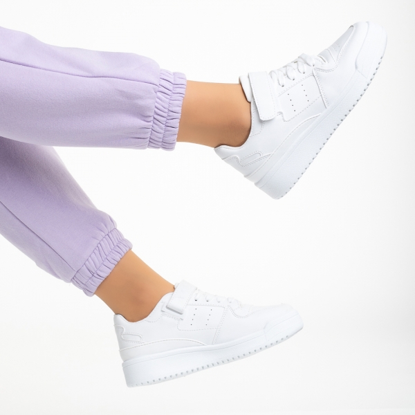Γυναικεία αθλητικά παπούτσια  λευκά από οικολογικό δέρμα Colter, 6 - Kalapod.gr