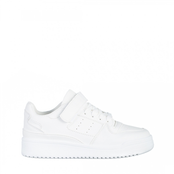 Γυναικεία αθλητικά παπούτσια  λευκά από οικολογικό δέρμα Colter, 2 - Kalapod.gr