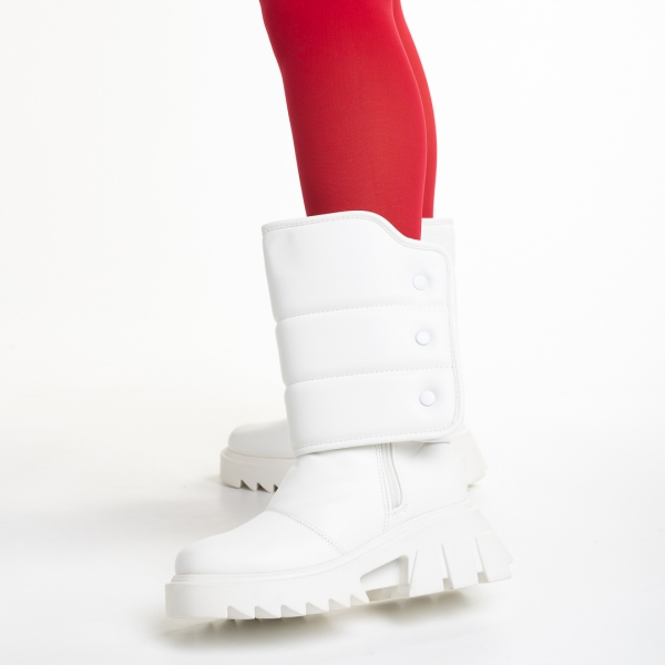 Γυναικείες μπότες  λευκά από οικολογικό δέρμα  Candra, 3 - Kalapod.gr