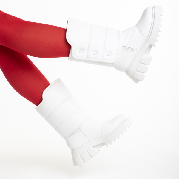 Γυναικείες μπότες  λευκά από οικολογικό δέρμα  Candra, 6 - Kalapod.gr