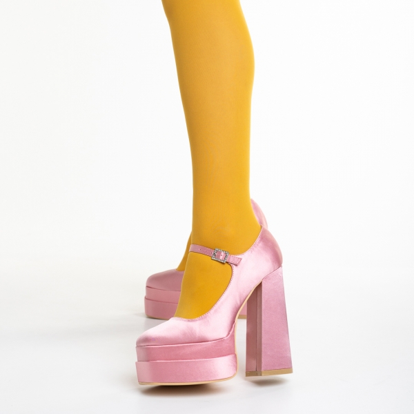 Γυναικεία παπούτσια   ροζ από ύφασμα Caira, 3 - Kalapod.gr
