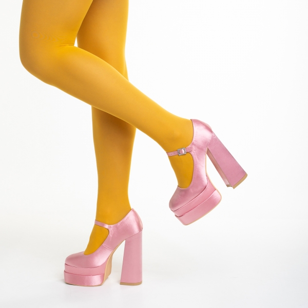 Γυναικεία παπούτσια   ροζ από ύφασμα Caira, 4 - Kalapod.gr