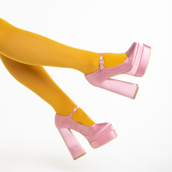 Γυναικεία παπούτσια   ροζ από ύφασμα Caira, 6 - Kalapod.gr