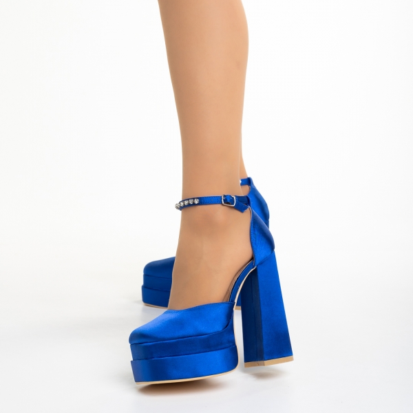 Γυναικεία παπούτσια   μπλε από ύφασμα Amyra, 3 - Kalapod.gr