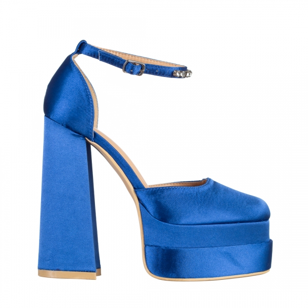 Γυναικεία παπούτσια   μπλε από ύφασμα Amyra, 4 - Kalapod.gr