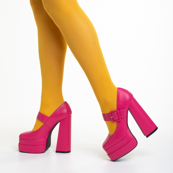 Γυναικεία παπούτσια   φούξια από οικολογικό δέρμα  Beatrix, 4 - Kalapod.gr